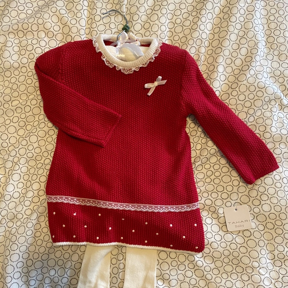 Elie Tahari NWT Baby Dress and Tights set